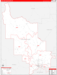 Lewis and ClarkCounty, MT Wall Map Zip Code Red Line Style 2026